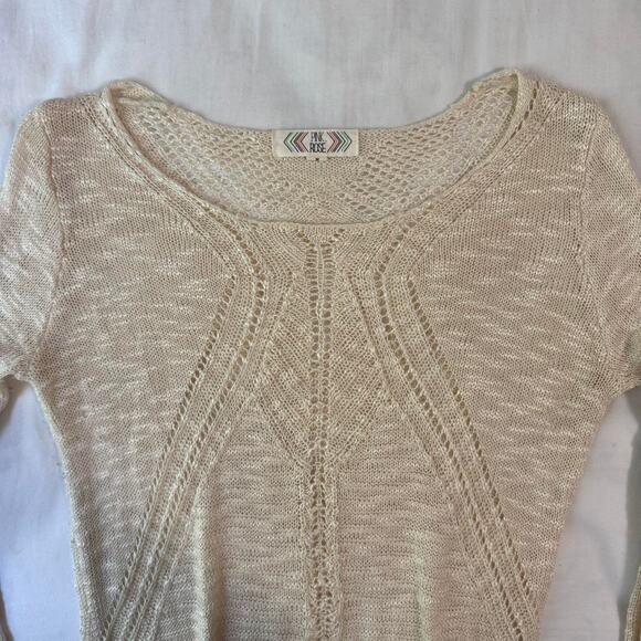 cream knit lightweight sweater boho cottagecore minimalist neutral top - Picture 4 of 6